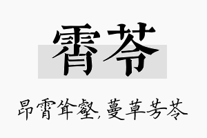 霄苓名字的寓意及含义