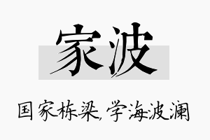 家波名字的寓意及含义