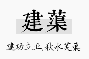 建蕖名字的寓意及含义