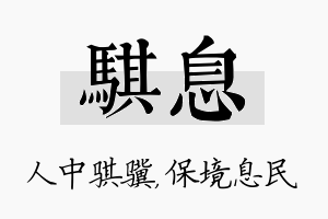 骐息名字的寓意及含义