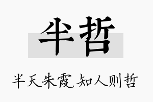 半哲名字的寓意及含义