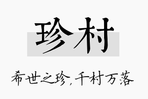 珍村名字的寓意及含义