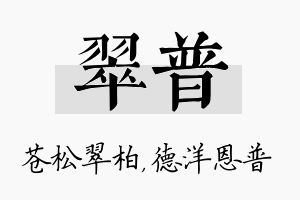 翠普名字的寓意及含义