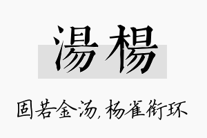 汤杨名字的寓意及含义