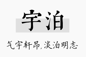 宇泊名字的寓意及含义