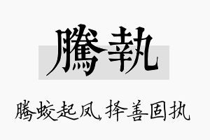 腾执名字的寓意及含义