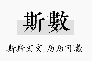 斯数名字的寓意及含义