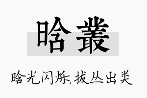 晗丛名字的寓意及含义