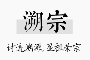 溯宗名字的寓意及含义