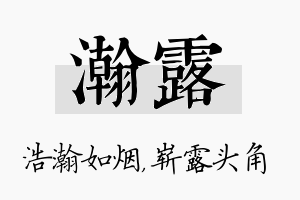 瀚露名字的寓意及含义