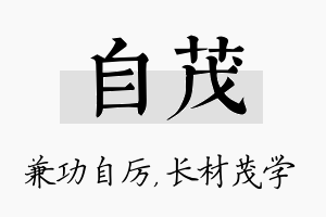 自茂名字的寓意及含义