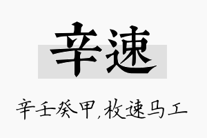 辛速名字的寓意及含义