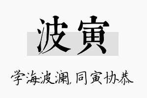 波寅名字的寓意及含义