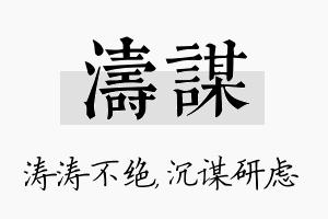 涛谋名字的寓意及含义