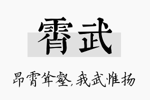 霄武名字的寓意及含义