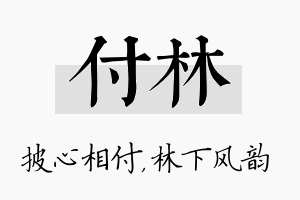 付林名字的寓意及含义