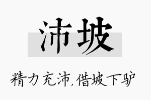 沛坡名字的寓意及含义