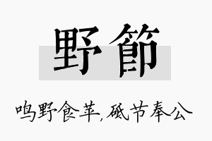 野节名字的寓意及含义