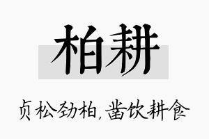 柏耕名字的寓意及含义