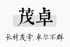 茂卓名字的寓意及含义