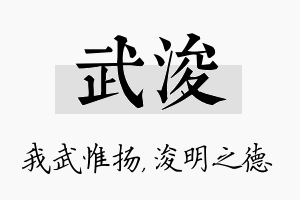 武浚名字的寓意及含义