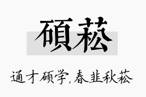 硕菘名字的寓意及含义