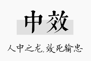 中效名字的寓意及含义