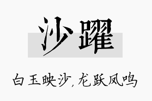 沙跃名字的寓意及含义