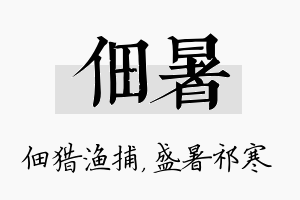 佃暑名字的寓意及含义