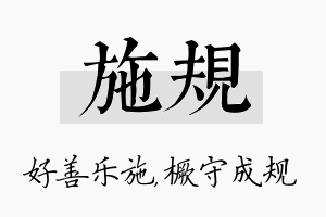 施规名字的寓意及含义