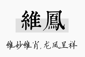 维凤名字的寓意及含义