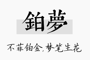 铂梦名字的寓意及含义