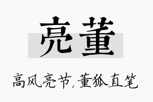 亮董名字的寓意及含义