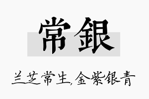 常银名字的寓意及含义