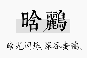 晗鹂名字的寓意及含义