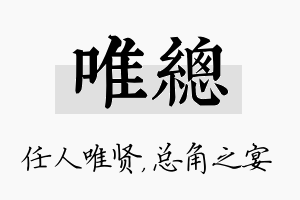 唯总名字的寓意及含义