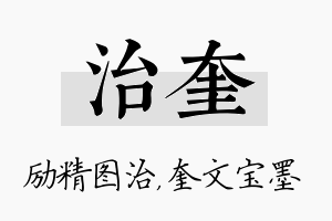 治奎名字的寓意及含义