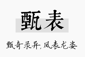 甄表名字的寓意及含义