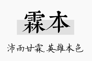 霖本名字的寓意及含义