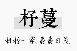 杼蔓名字的寓意及含义