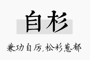 自杉名字的寓意及含义