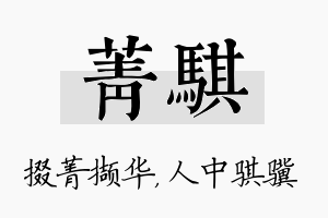 菁骐名字的寓意及含义