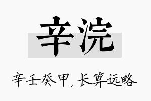 辛浣名字的寓意及含义