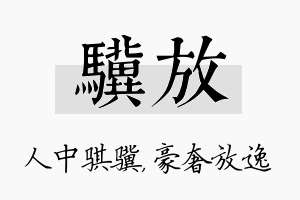 骥放名字的寓意及含义