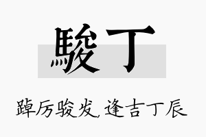 骏丁名字的寓意及含义