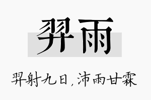 羿雨名字的寓意及含义