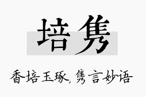 培隽名字的寓意及含义