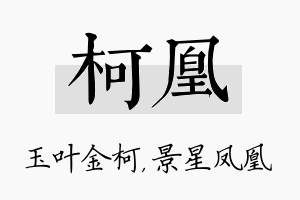 柯凰名字的寓意及含义