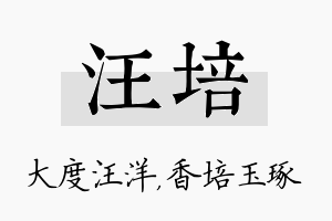 汪培名字的寓意及含义