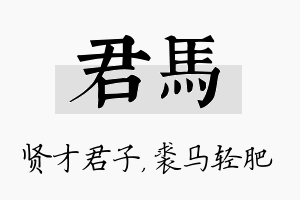 君马名字的寓意及含义